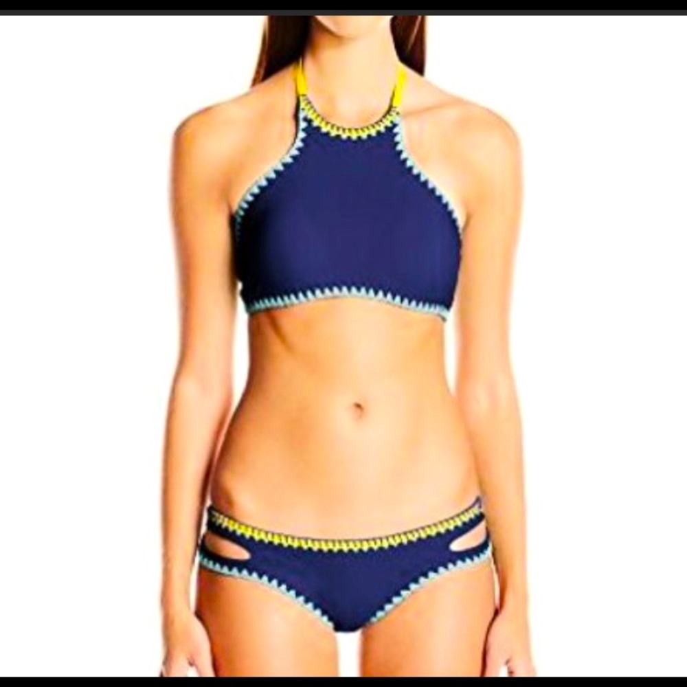 Jessica Simpson Woodstock Reversible Bikini periwinkle/blue/yellow/stitch